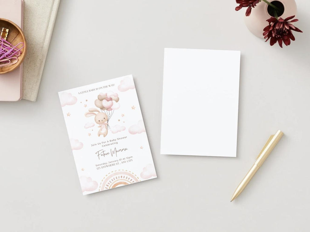 Dreamy Pink Baby Shower Invitation - Digital & Printable Download - Baby Cuddle Me