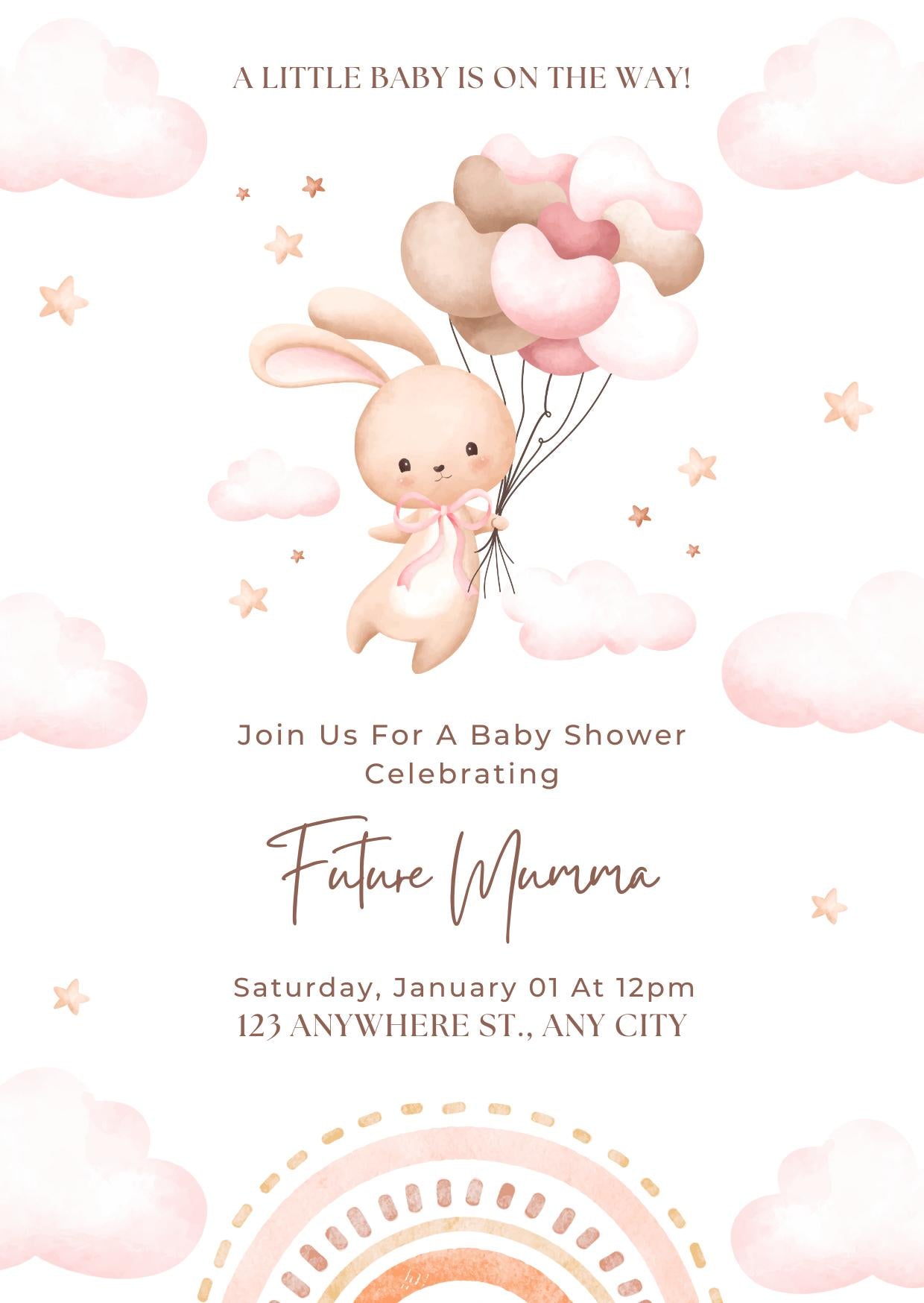 Dreamy Pink Baby Shower Invitation - Digital & Printable Download - Baby Cuddle Me