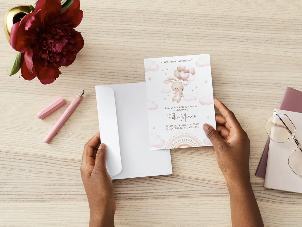 Dreamy Pink Baby Shower Invitation - Digital & Printable Download - Baby Cuddle Me